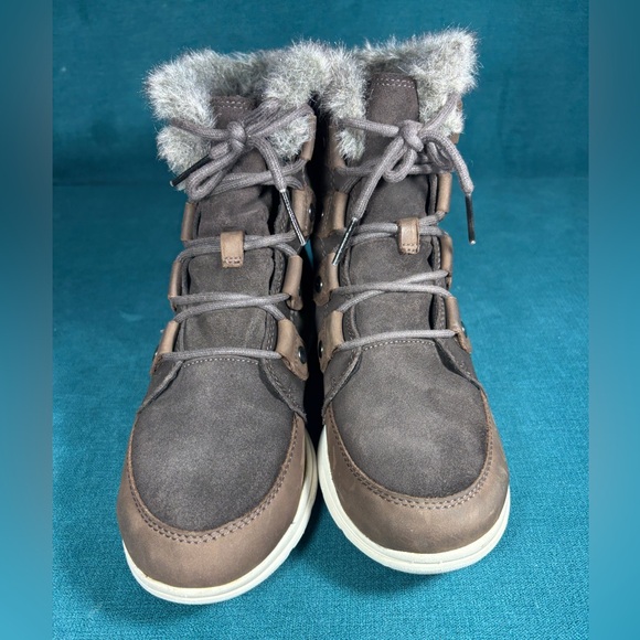 Sorel Womens EXPLORER JOAN Brown Suede Leather Ankle Boots Sz 7.5 - Picture 4 of 6